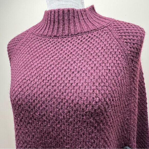 Lauren Ralph Lauren Cape Sweater Chunky Knit Mock Neck Poncho One Size - Picture 3 of 9